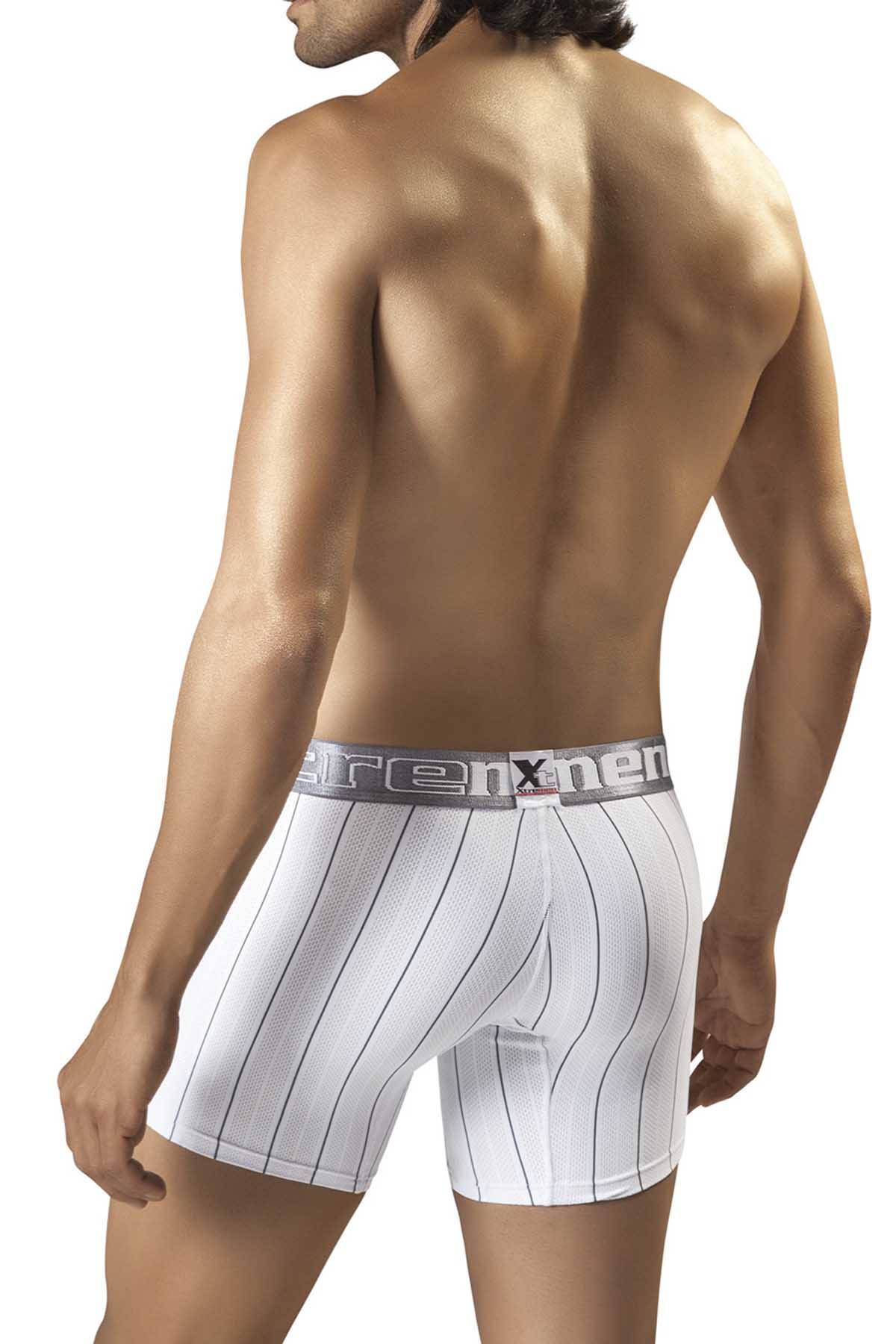 XTREMEN White/Grey-Pinstripe Microfiber Boxer Brief