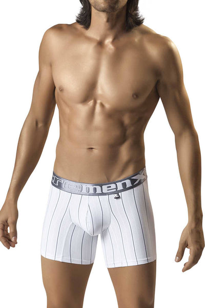 XTREMEN White/Grey-Pinstripe Microfiber Boxer Brief