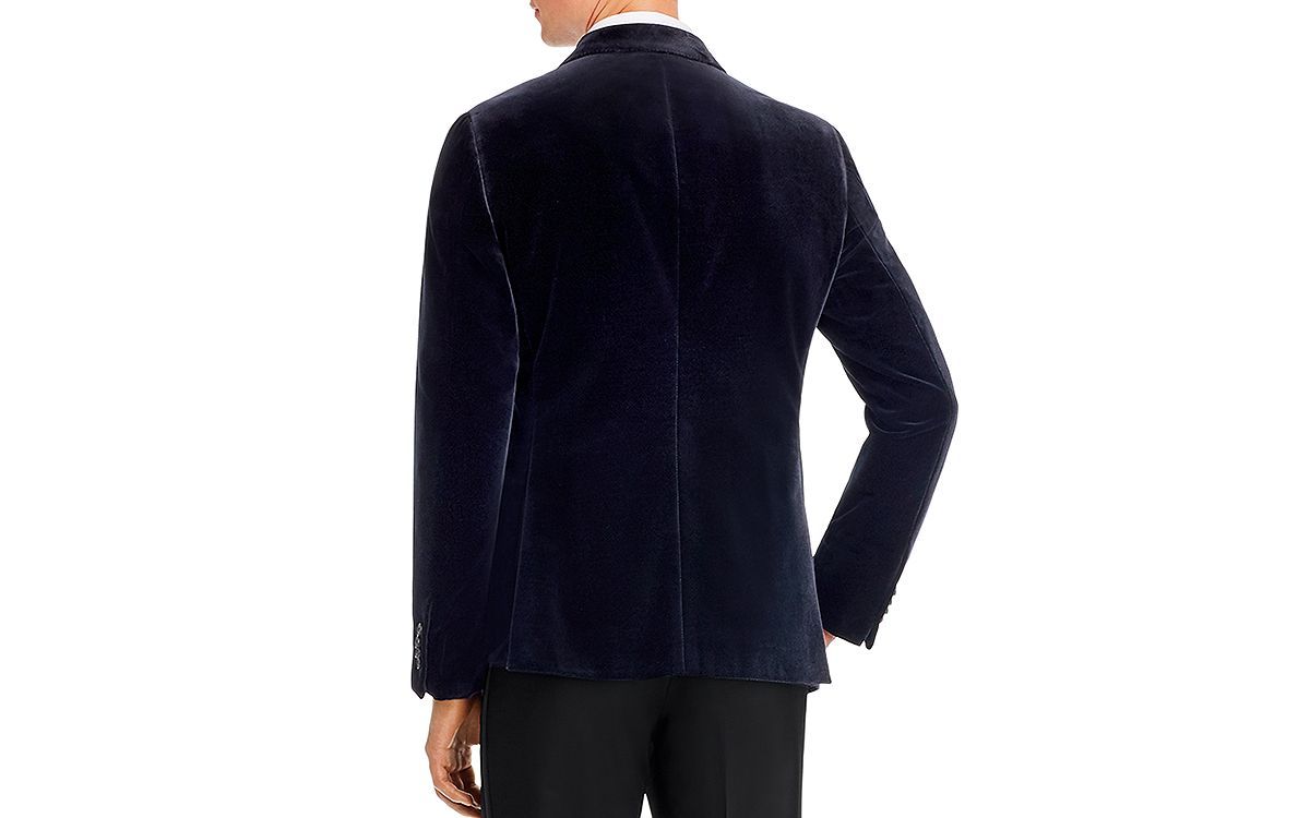 Z Zegna Drop 8 Micro-texture Printed Velvet Slim Fit Jacket Navy