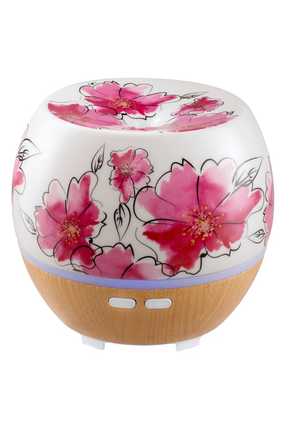 ellia for HoMEDiCS White/Pink-Flowers Awaken Ultrasonic Aroma Diffuser Starter Kit