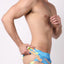 timoteo Blue Pool Party Printed Mesh Swim Short w/ Jockstrap