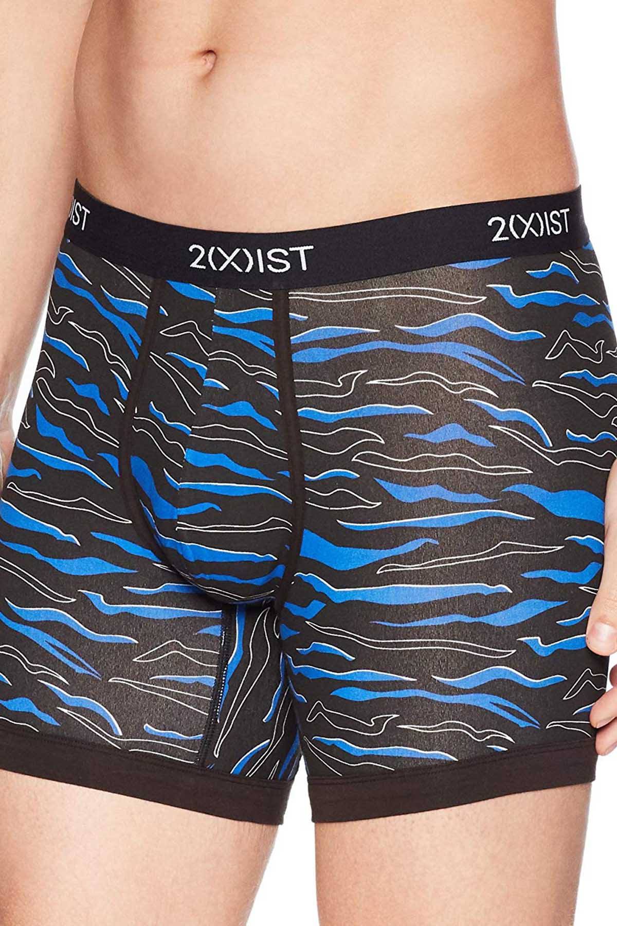 2(X)IST Black/Blue Pop-Tiger Print Graphic Cotton Boxer Brief