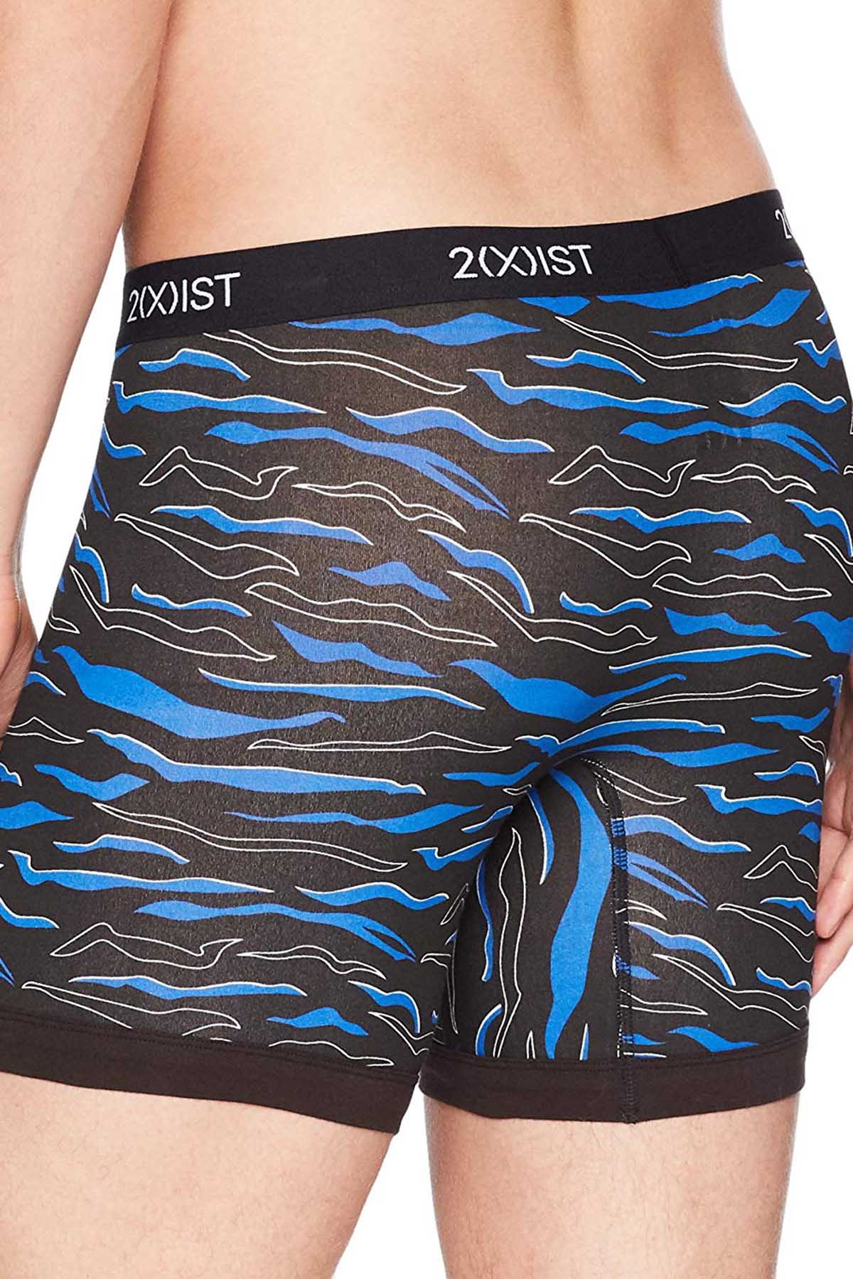 2(X)IST Black/Blue Pop-Tiger Print Graphic Cotton Boxer Brief