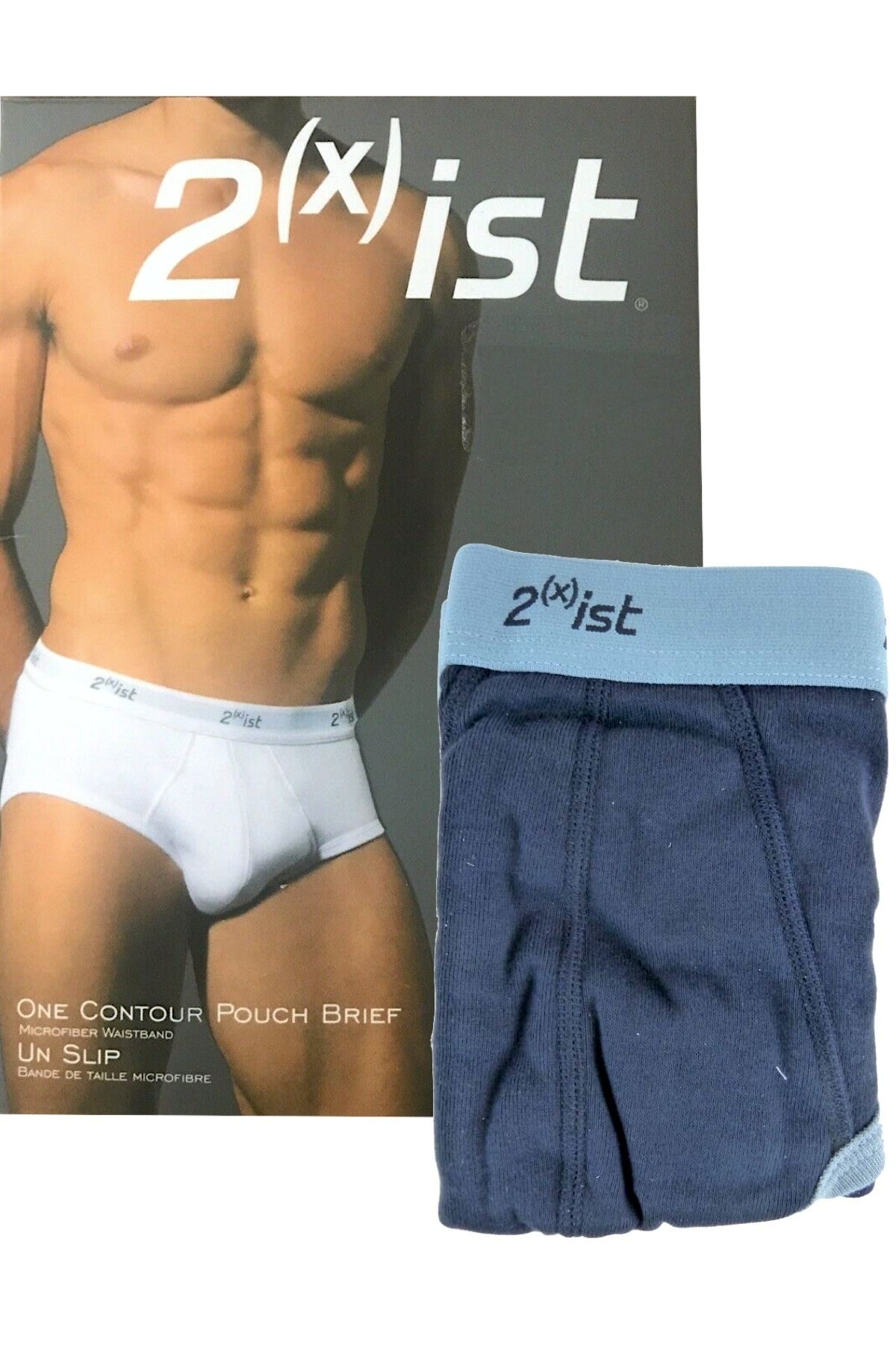 2(X)IST Contrast Navy/Sky Contour Pouch Brief