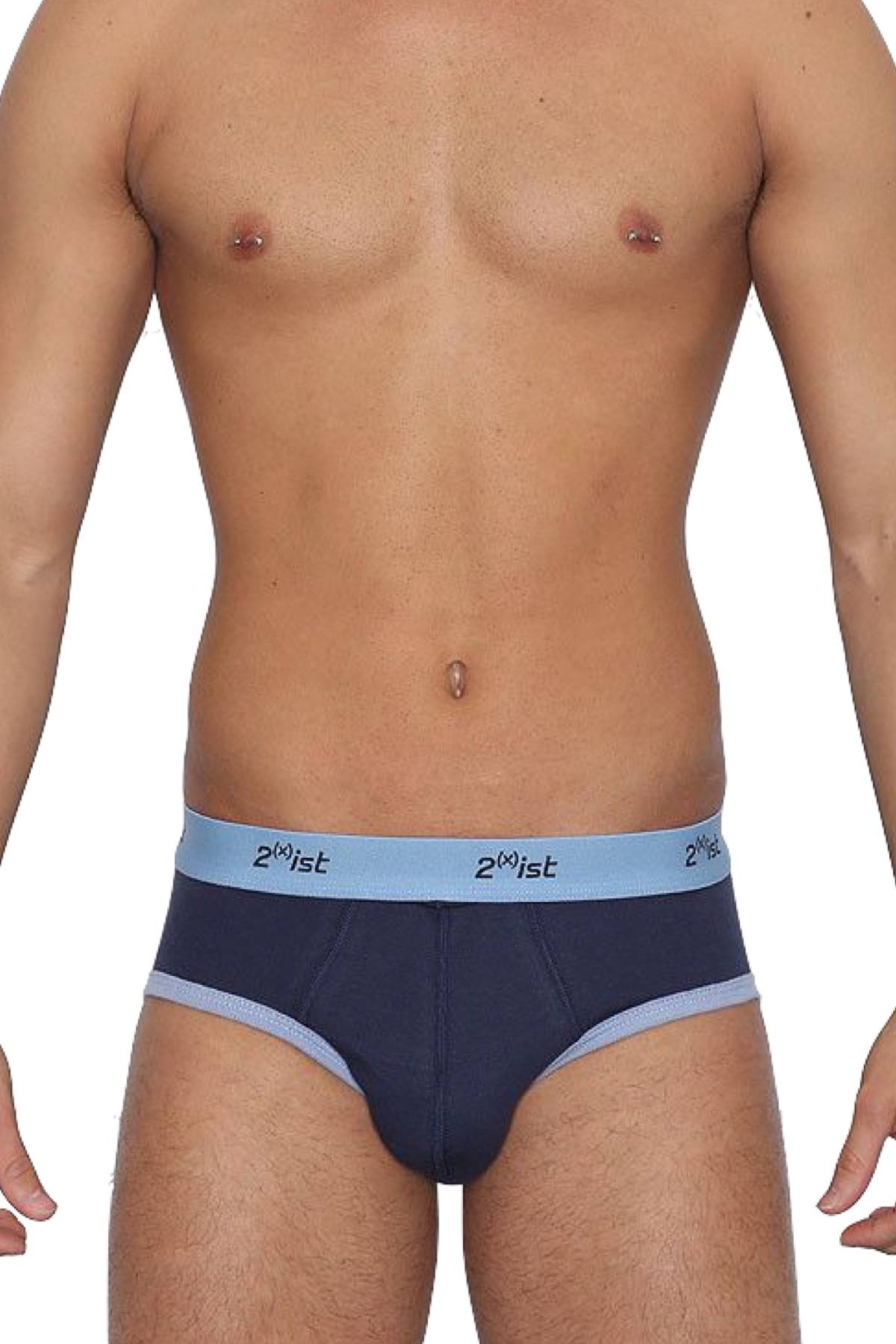 2(X)IST Contrast Navy/Sky Contour Pouch Brief