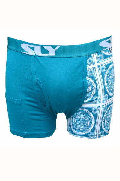 Sly Blue Sugar Skull Boxer Brief