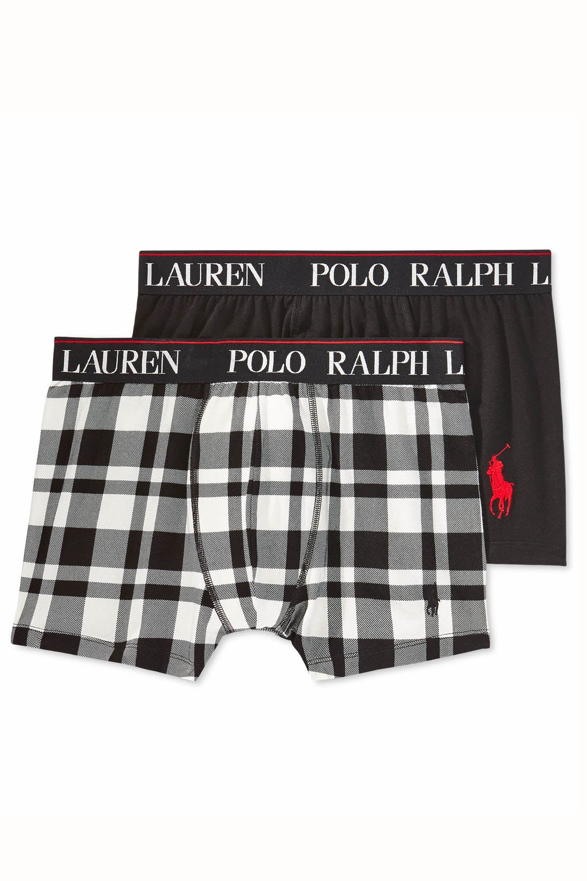 Polo Ralph Lauren Solid Black & White Plaid Boxer Brief 2-Pack