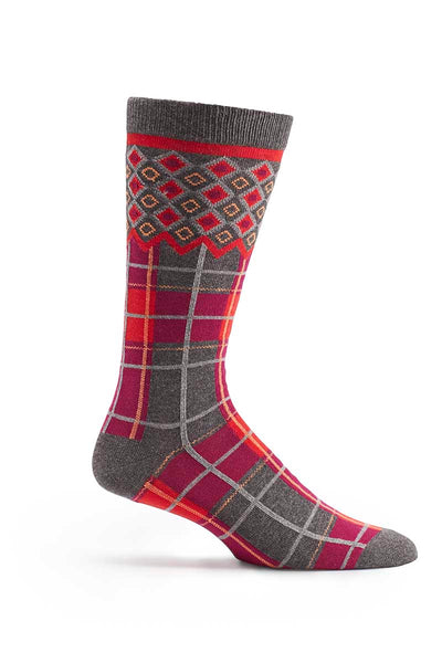 Ozone Grey Laith Plaid Calf Sock