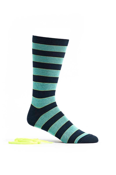 Ozone Navy Neon Stripe Crew Sock w/ Laces