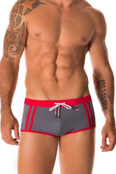 Jor Grey & Red Sport Swimwear Boxer