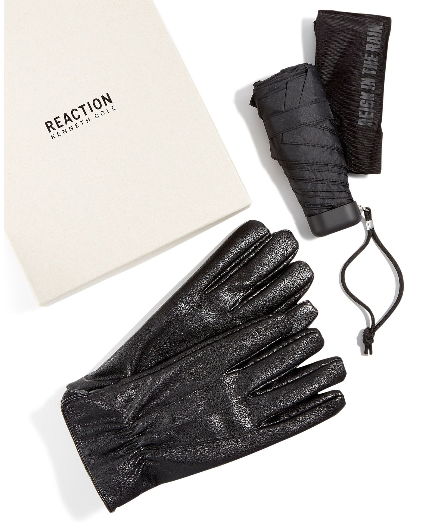 Kenneth Cole Reaction Leather Gloves & Umbrella Gift Set Large