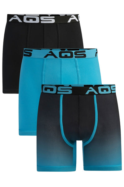 AQS Black and Aqua Ombre 3-Pack Boxer Briefs