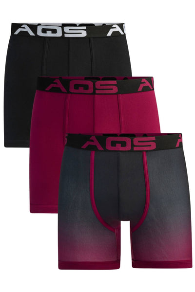 AQS Burgundy and Black Ombre 3-Pack Boxer Briefs