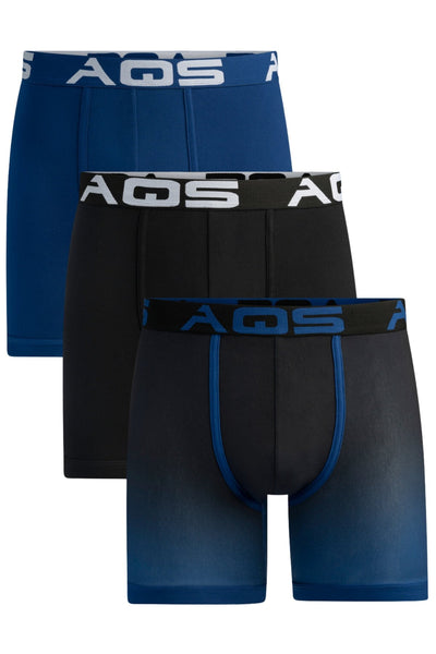 AQS Dark Blue and Black Ombre 3-Pack Boxer Briefs