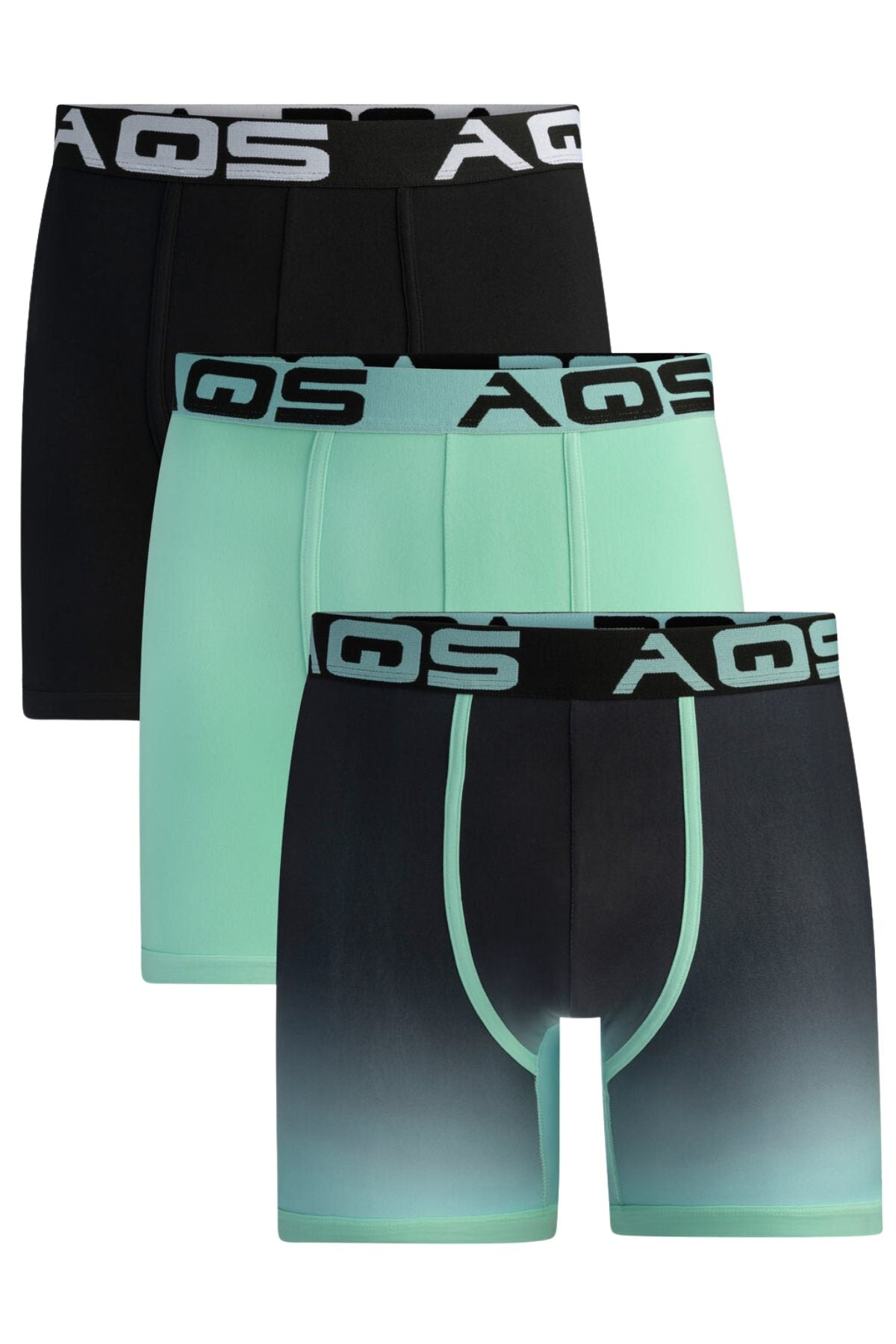 AQS Mint and Black Ombre 3-Pack Boxer Briefs