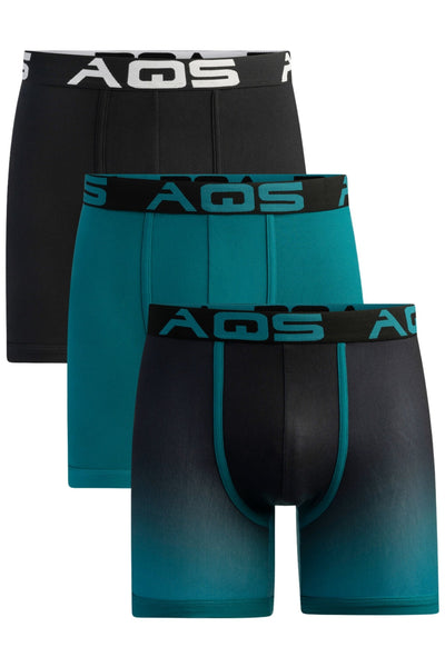 AQS Teal and Black Ombre 3-Pack Boxer Briefs