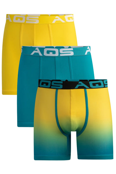 AQS Teal and Yellow Ombre 3-Pack Boxer Briefs