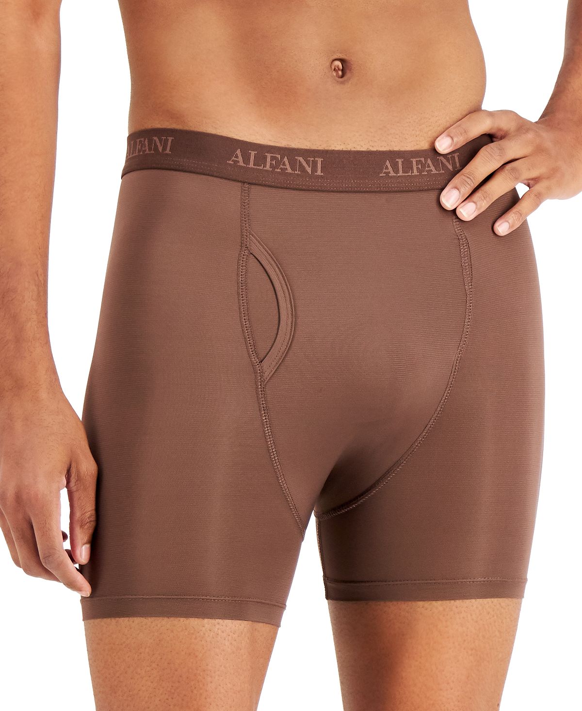 Alfani Air Mesh Quick-dry Moisture-wicking Boxer Briefs Dark Brown