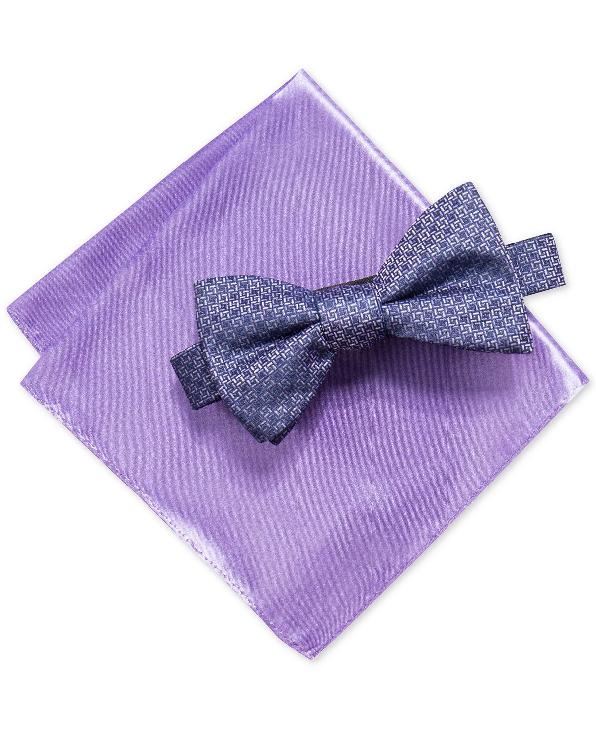 Alfani Basketweave Pre-tied Bowtie & Pocket Square Set Purple