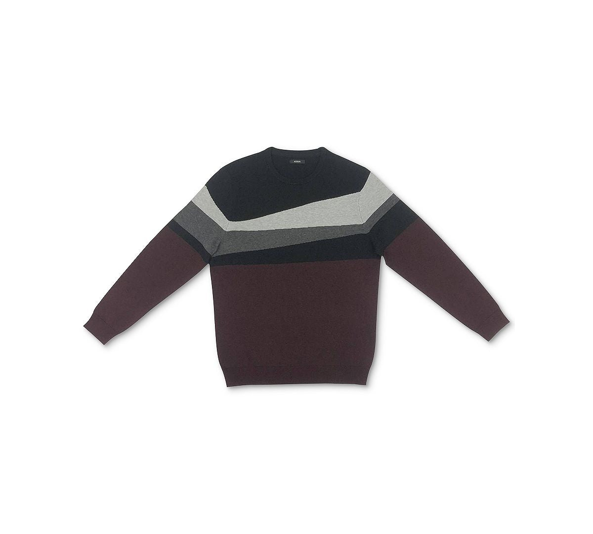 Alfani Blocked Crewneck Cotton Sweater Port