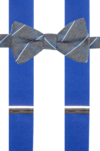 Alfani Blue/Grey Bow Tie & Suspenders 2-Piece Set