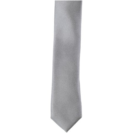 Alfani Mens Satin Self-tied Necktie Gray