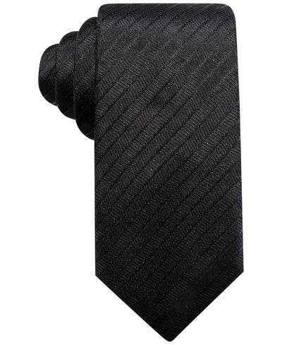 Alfani Stripe Silk Slim Tie Black