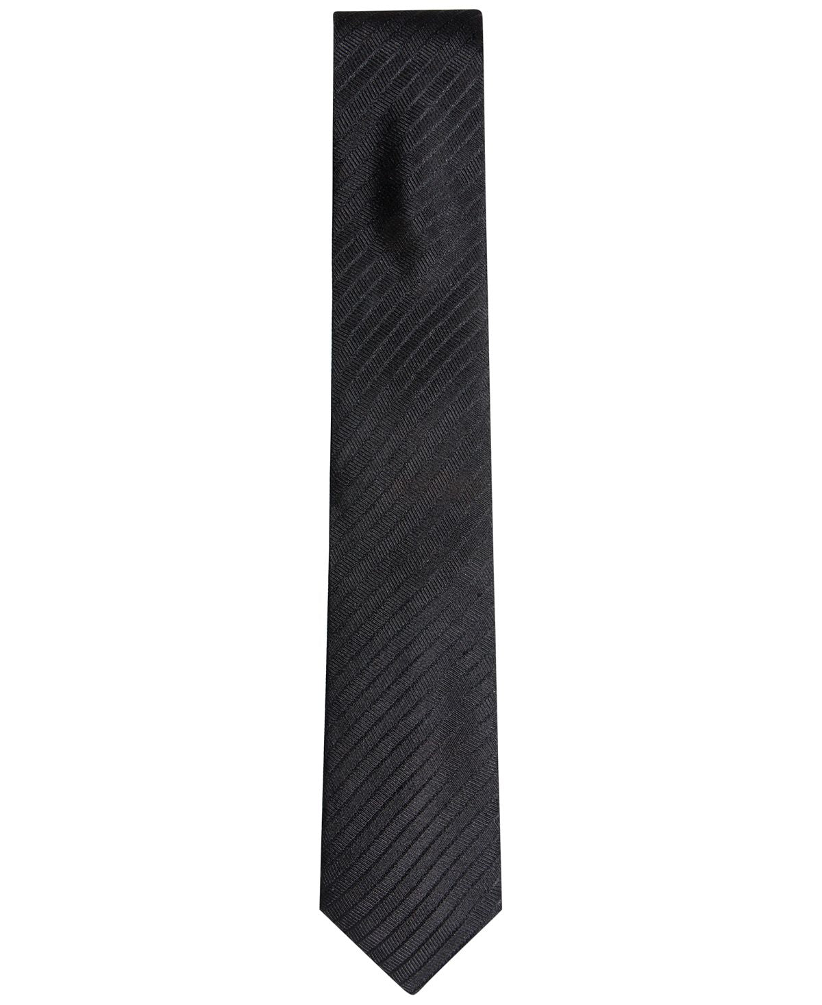 Alfani Stripe Silk Slim Tie Black