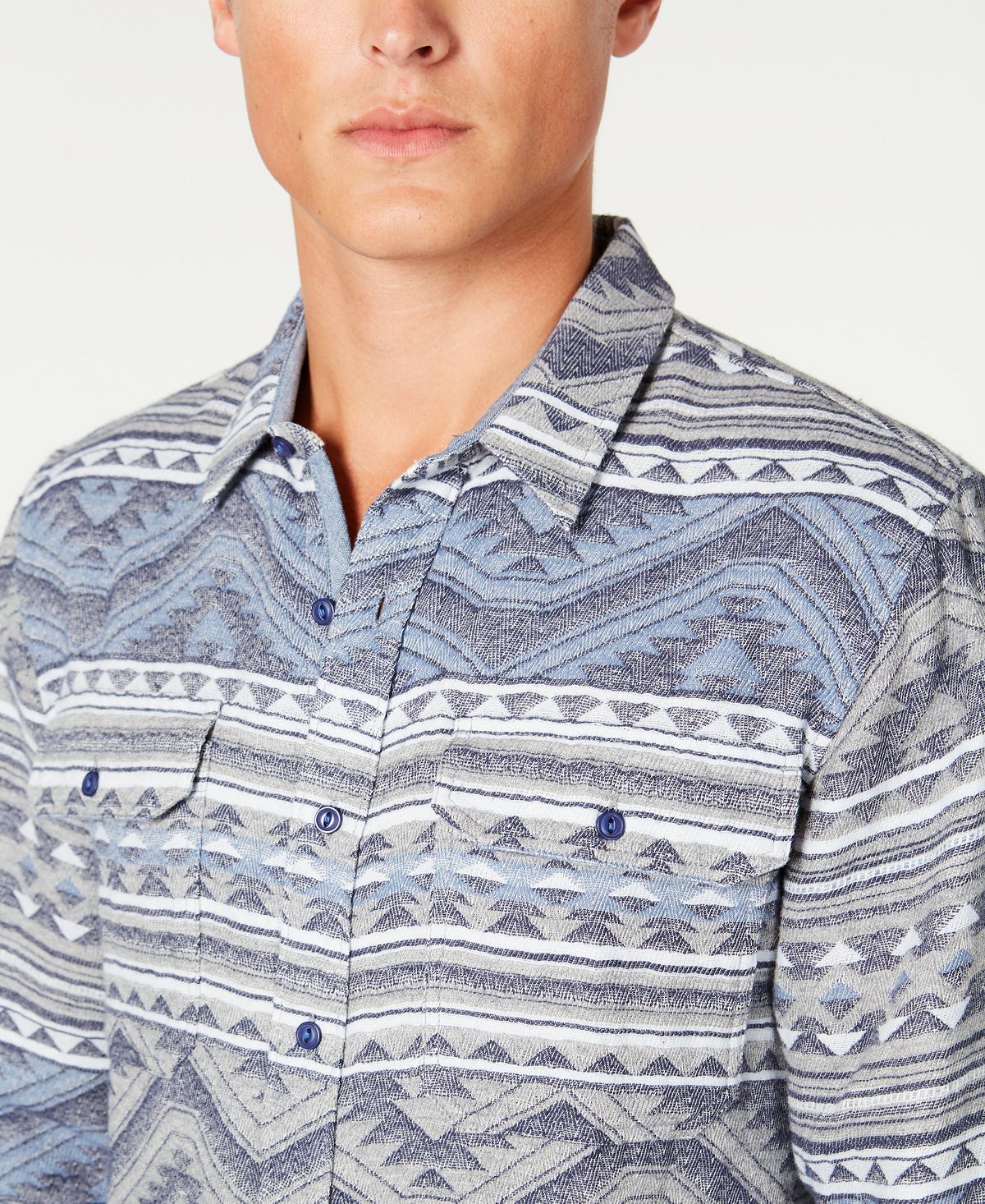 American Rag Geometric Jacquard Shirt Grey