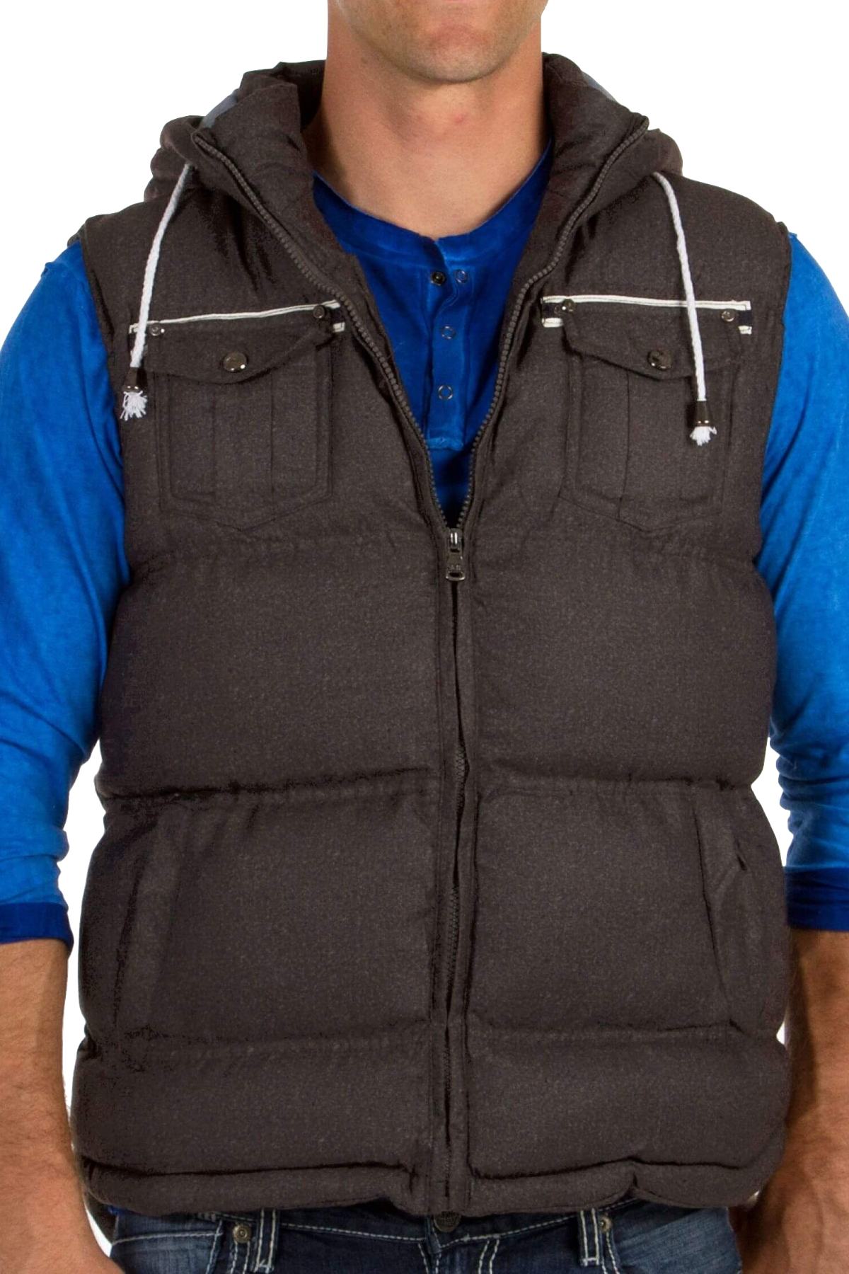 American Stitch Black/Dark-Grey Davey Puffer Vest