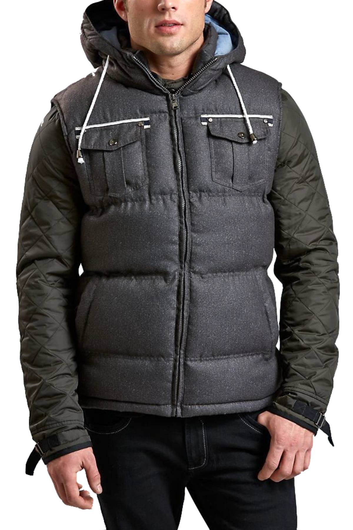 American Stitch Black/Dark-Grey Davey Puffer Vest