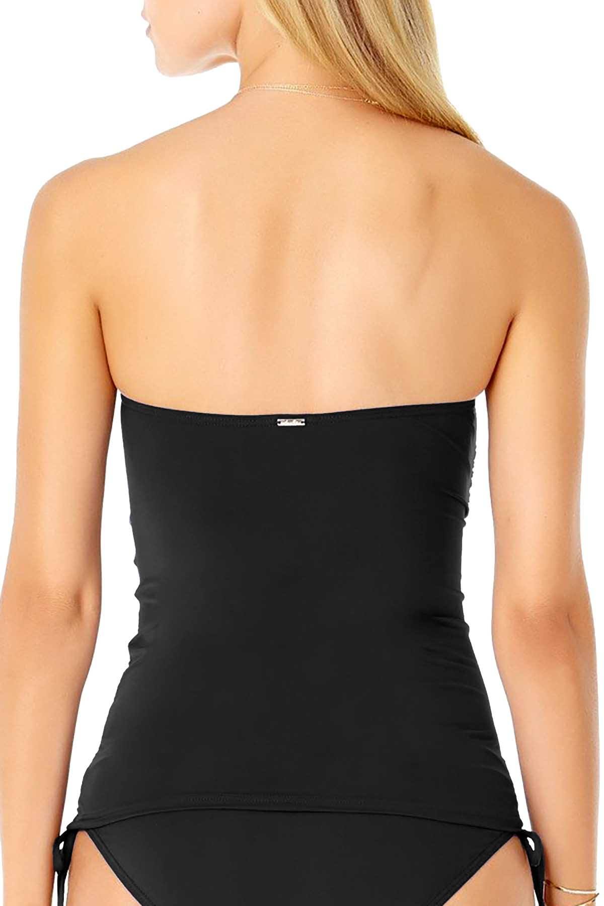 Anne Cole Black Twist-Front Ruched Bandeau Tankini Top