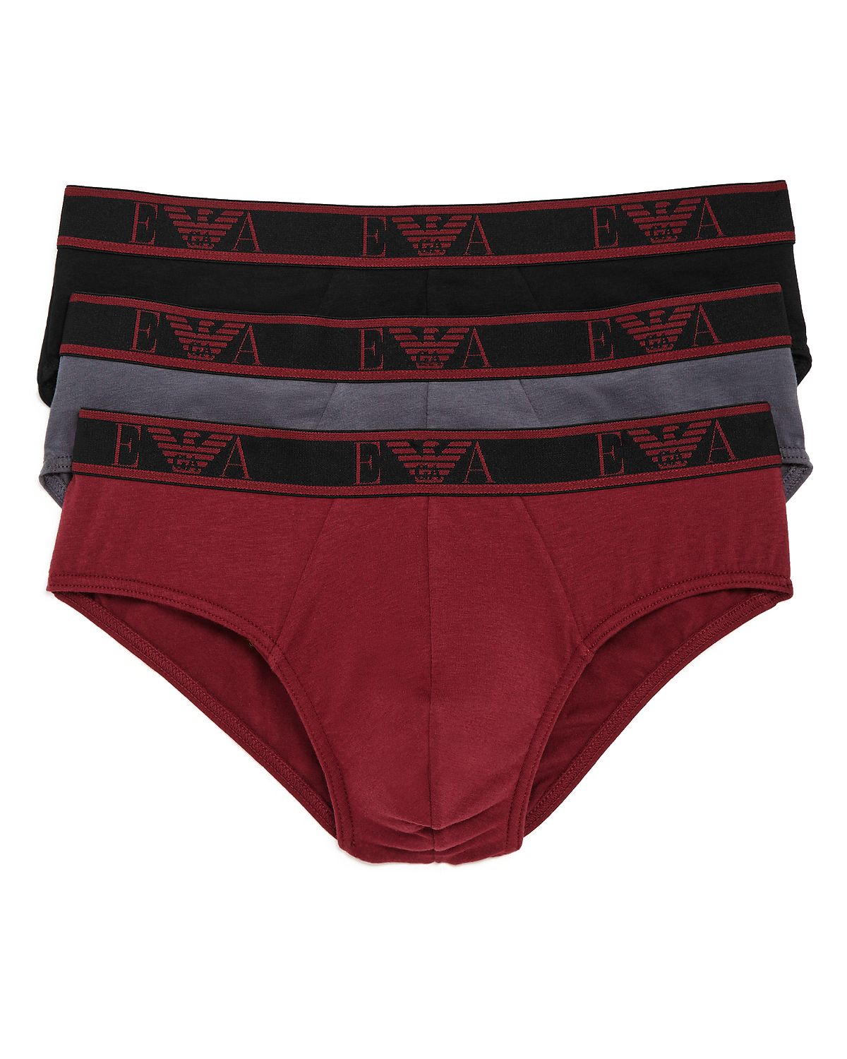 Armani Briefs 3 Pack Black/Red/Gray