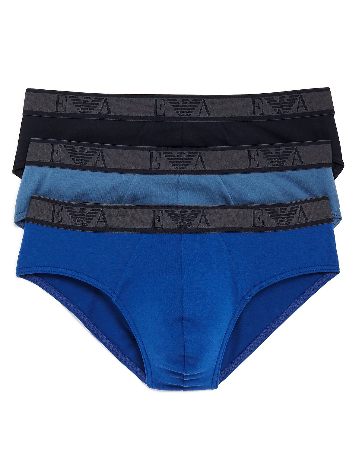 Armani Monogram Briefs Pack Of 3 Blue