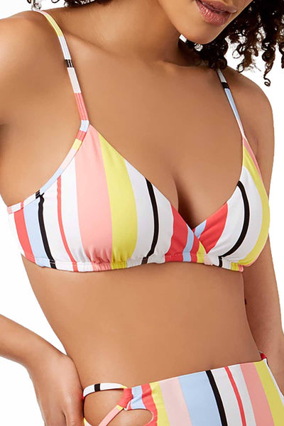 BAR III Bold Stripe Printed Bikini Top