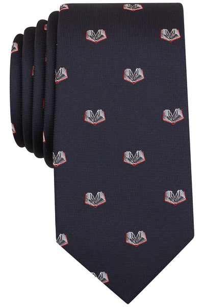 BAR III Navy Open Book Conversational Skinny Tie