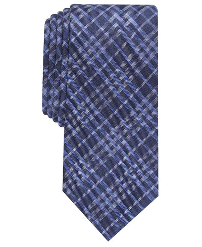 Bar Iii Cooper Skinny Plaid Tie Navy