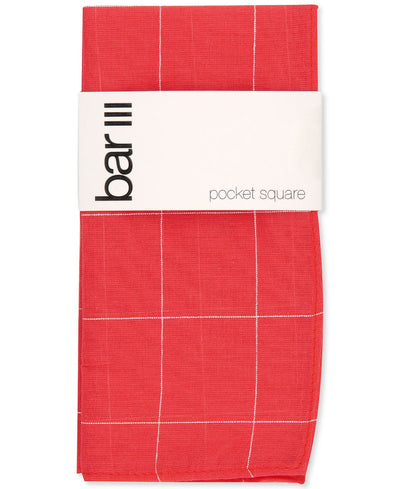 Bar Iii Garnet Check Pocket Square Red