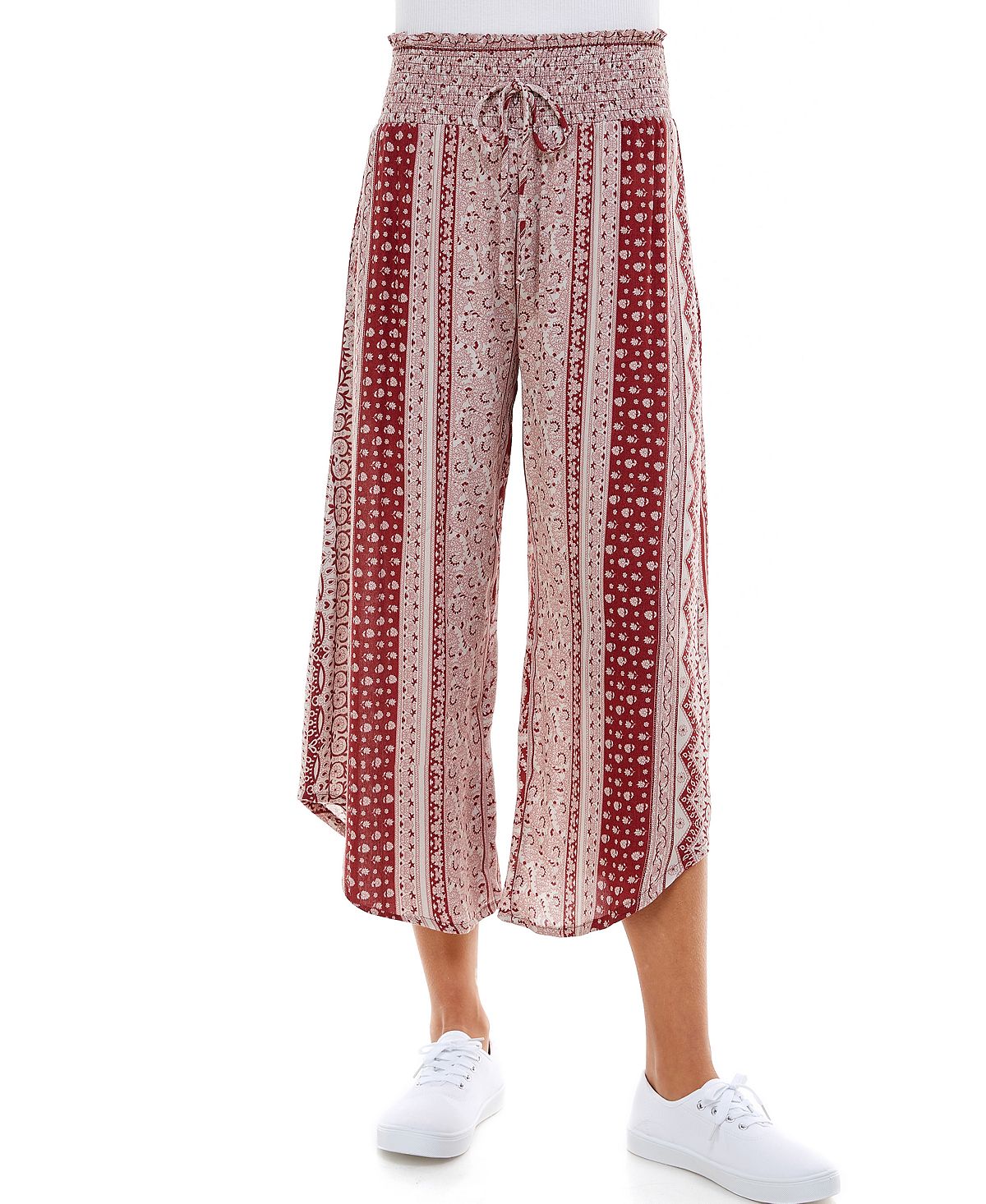 Be Bop Juniors' Printed Cropped Pants Rust Print