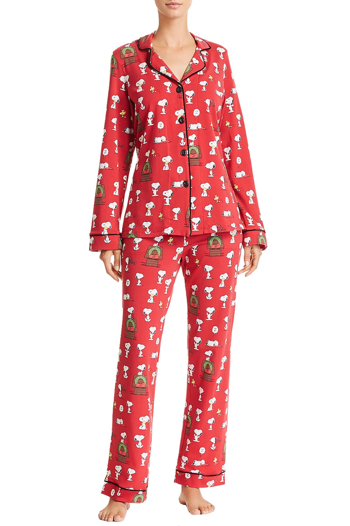 Bed Head x Peanuts Holiday-Printed Long 2-Pc Pajama Set