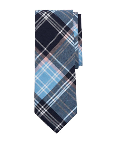 Brooks Brothers Madras Plaid Classic Tie Light Blue