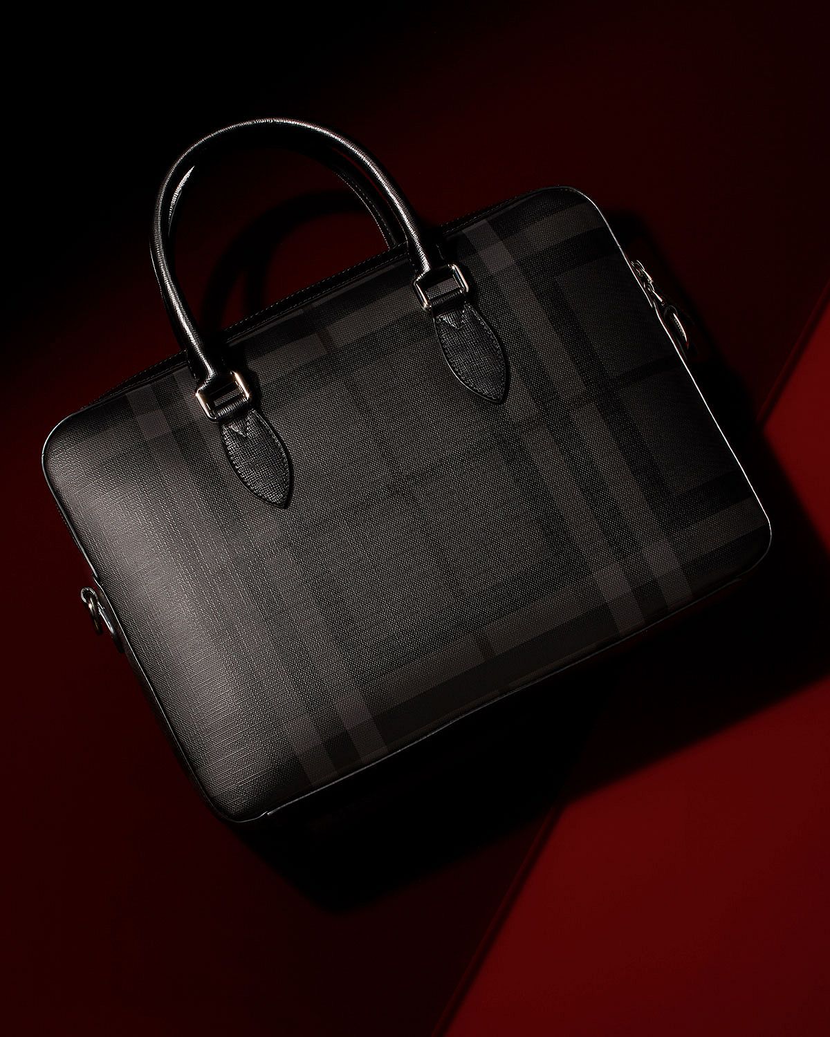 Burberry Smoke Check Hambleton Briefcase Charcoal/Black