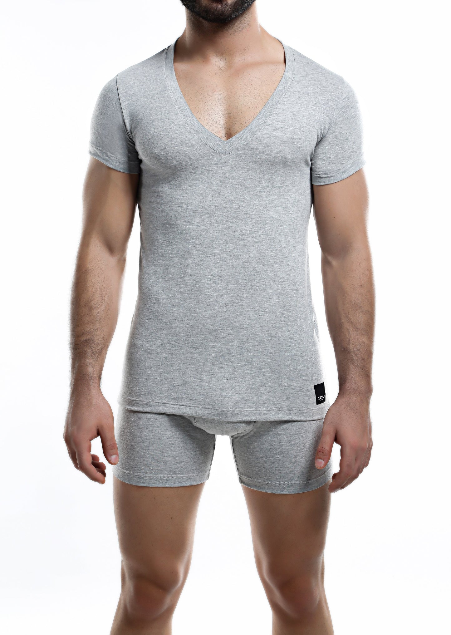 C4M Grey Deep V Neck Shirt