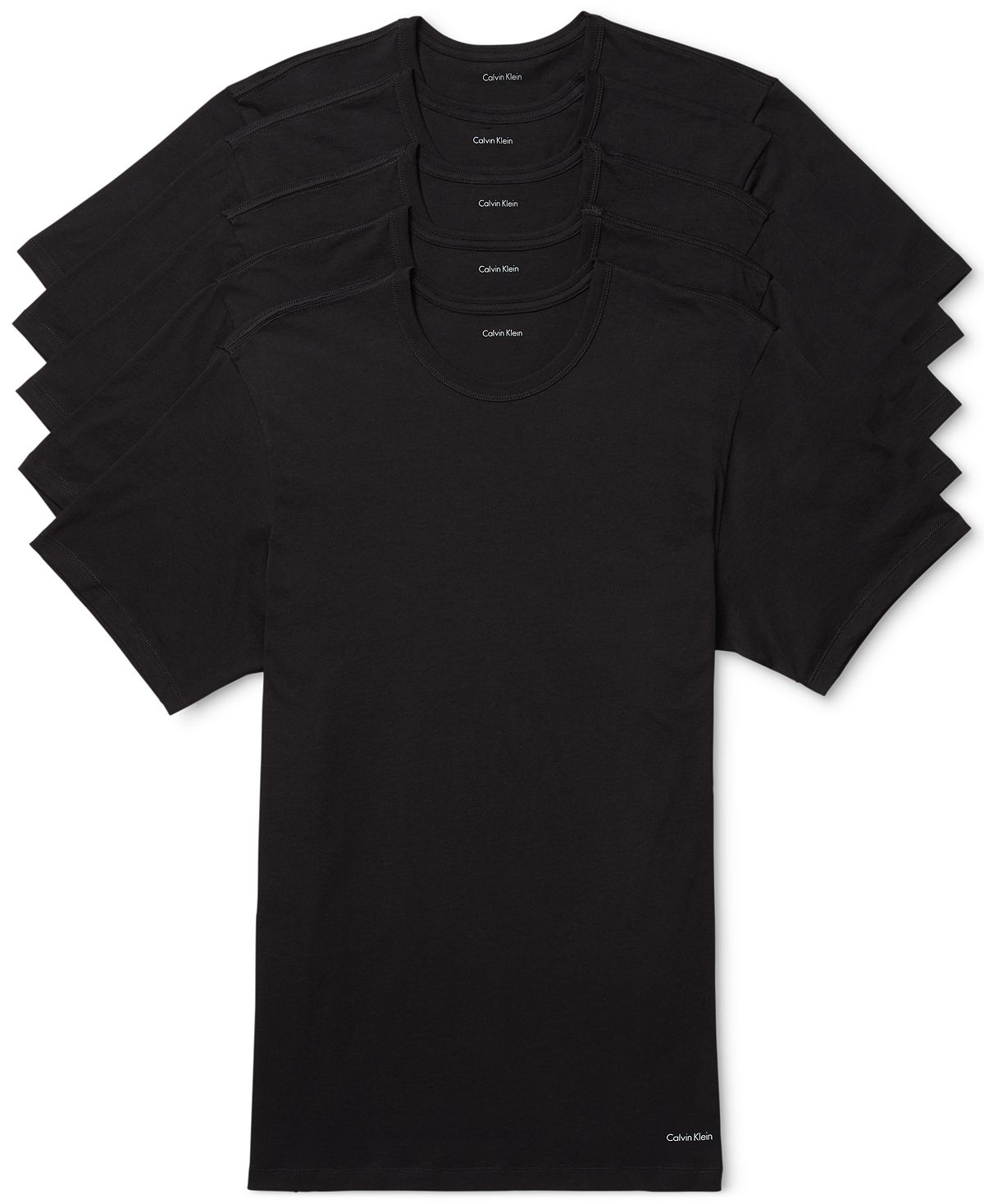 Calvin Klein 5-pk. Cotton Classics Crew Neck Slim Fit Undershirts Black