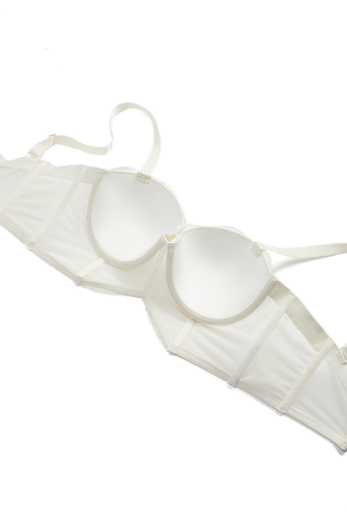 Calvin Klein Black Label Rose Lace Strapless Longline Bra in Ivory