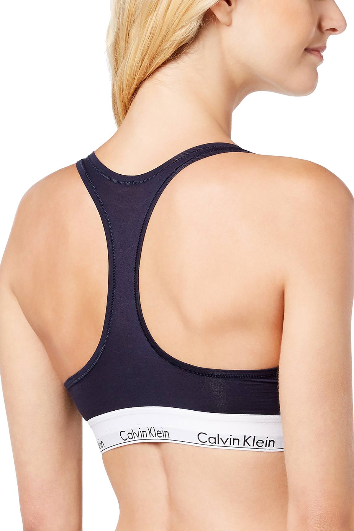 Calvin Klein Black Vertical-Stripe Logo-Band Bralette