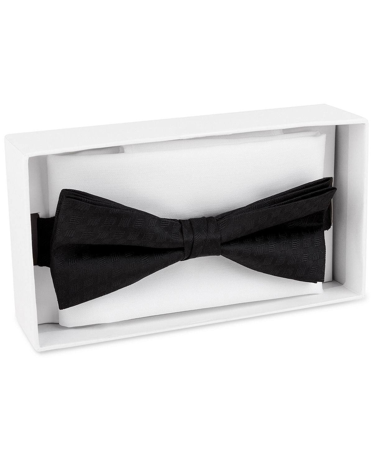 Calvin Klein Bow Tie And Pocket Square Set Black Parquet