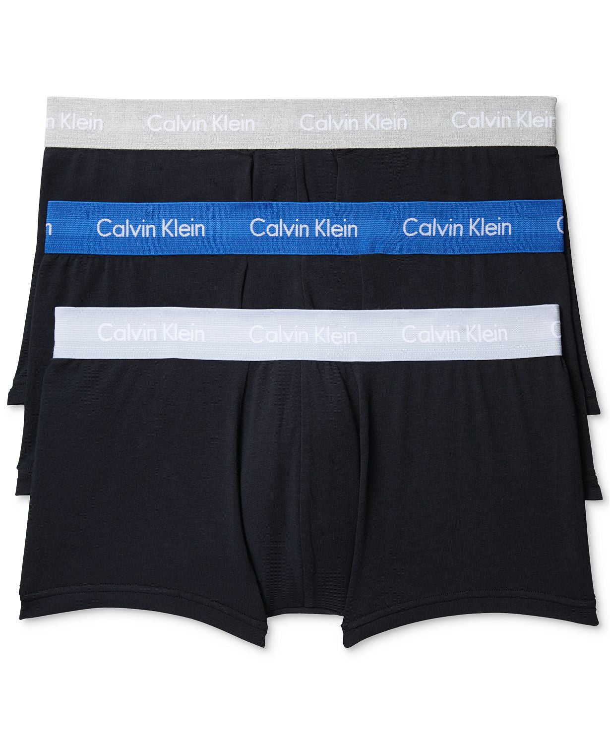 Calvin Klein Cotton Stretch Low-rise Trunks 3-pack Grey/lt Blue/drk Blue