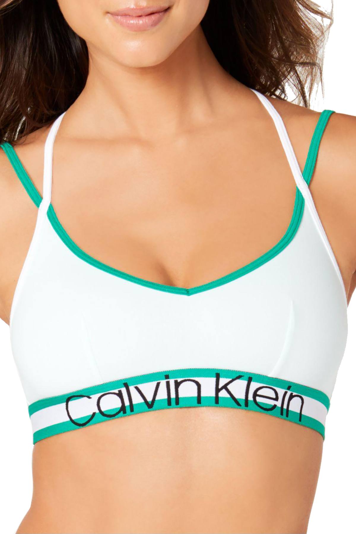 Calvin Klein Elysian Green Retro Logo Stripe Unlined Bralette – CheapUndies