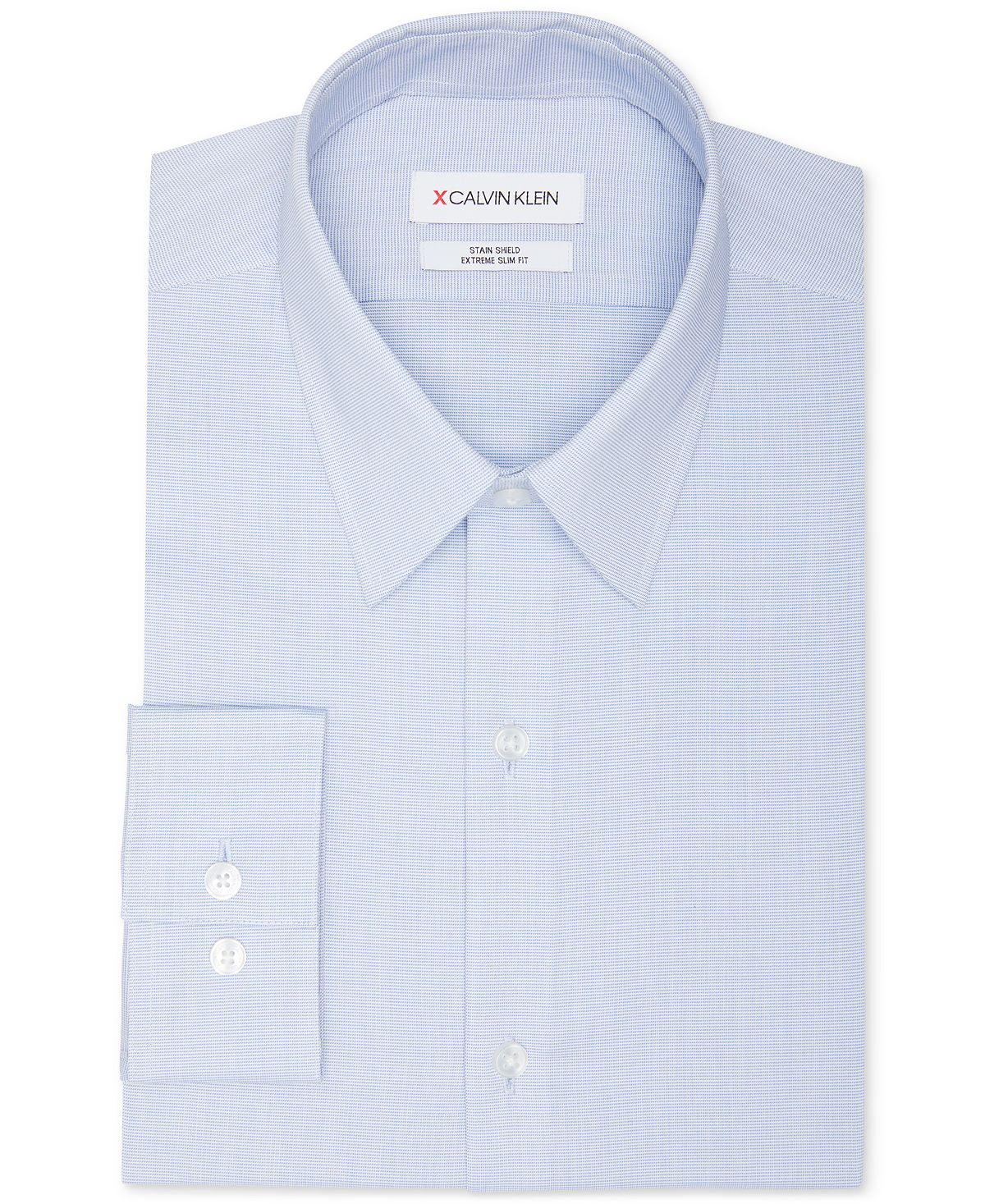 Calvin Klein Extreme Slim Fit Stain Shield Performance Stretch Dress Shirt Blue